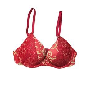 Modern Movement Scarlette Bra Size 32A Red Underwire Lace DetaIL NWOT   (720)